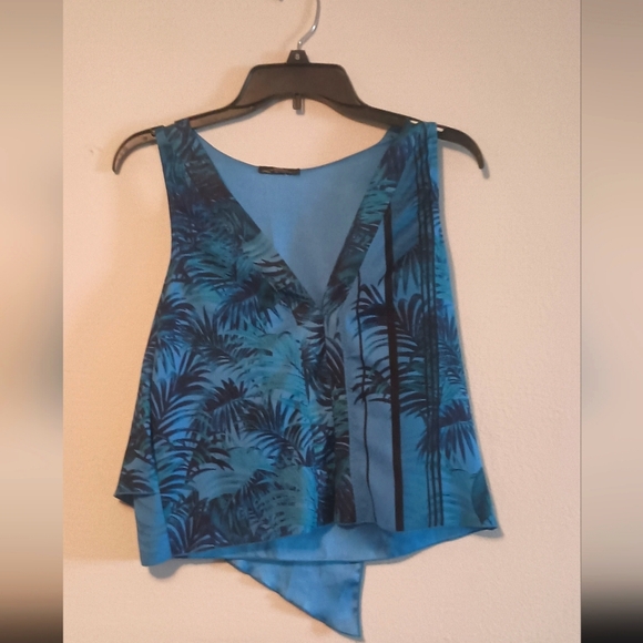 Zara Blue Tropical Print Tank Women's SiE Small 🩴 - Picture 2 of 7